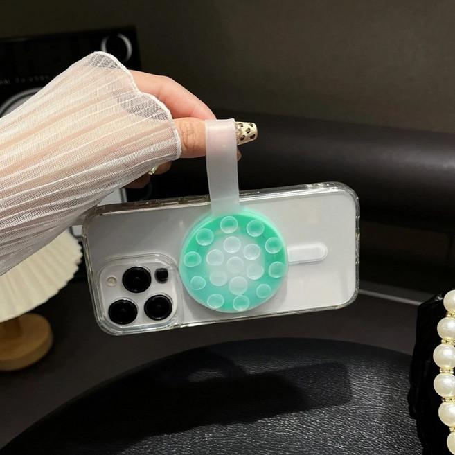 까사루미 맥세이프 뽁뽁이 흡착 패드 그립톡, 블랙, 1개