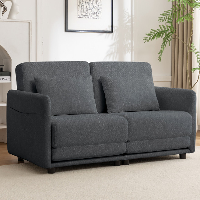 [쿠팡방문설치] Korser 접이식 소파베드 2인용 소파 공간 절약형 디자인 거실 원룸 적합, 그레이