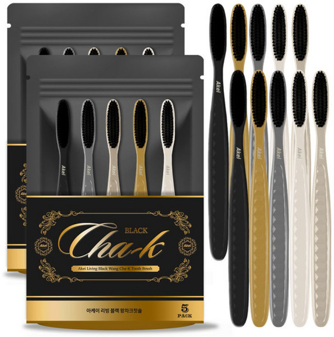 리빙 블랙 더 탄력있는 왕차크칫솔 10개, 5