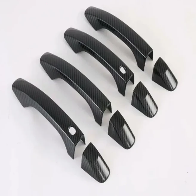 자동차 스타일링 탄소 섬유 문짝 핸들 캐치 커버 트림 스마트 키 몰딩 가드 장식 기아 K7 카덴자 2019, 02 carbon fiber