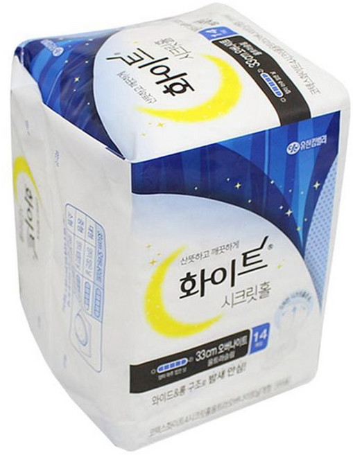 화이트 생리대 오버나이트 시크릿홀 울트라슬림 수면, 1개입, 1개