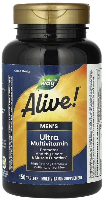 몸관리하세요 겨울입니다 Nature's Way Alive! 남성용 울트라 종합비타민 150정 특별관리진행, 1개 - 쿠팡