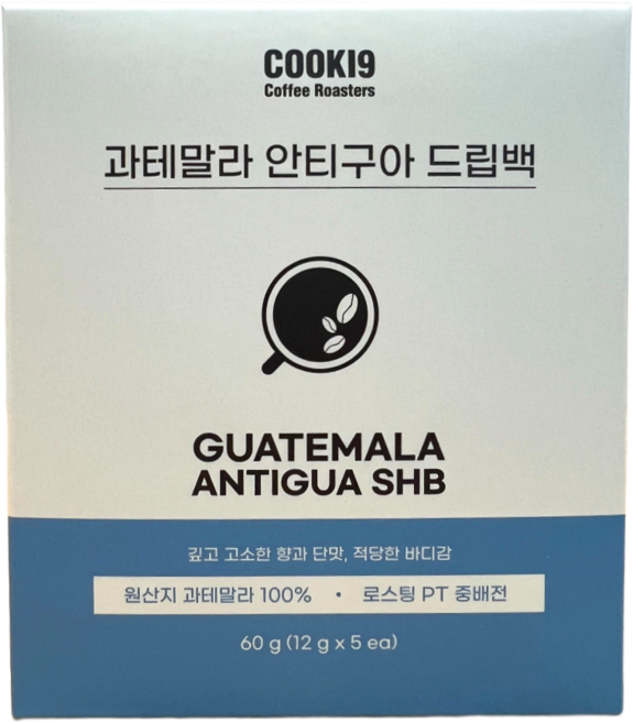 쿠키나인 프리미엄 드립백 커피세트 2종 예가체프 안티구아 원두, 12g, 5개입, 2개