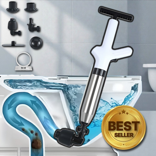 아노이 원터치 압력 에어 펌프 변기 뚫어뻥, 퓨어 화이트