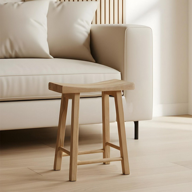 레이 풋 스툴 발받침대 화장대의자 원목 현관 보조 의자 2colors, 1개, 내추럴(WVC109-NT)