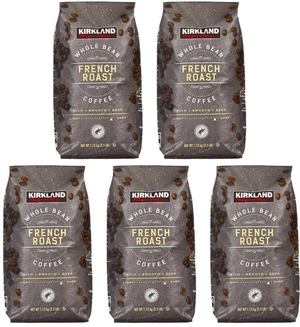 커클랜드 시그니처 프렌치 로스트 다크 홀빈 원두커피 1.13kg, 5개