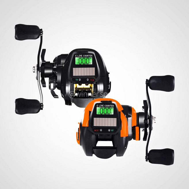 수심체크릴 수심측정릴 베이트릴 USB 태양광 충전겸용, 수심측정릴_태양광충전겸용_오렌지, 좌핸들