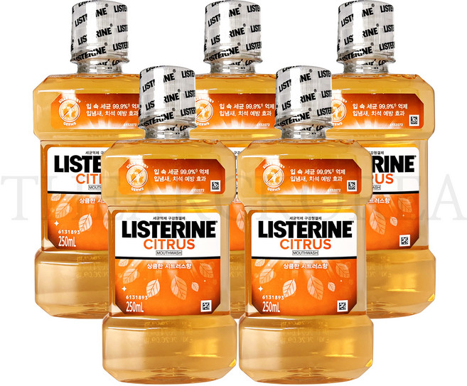 리스테린 내추럴 시트러스 구강청결제, 250ml, 5개
