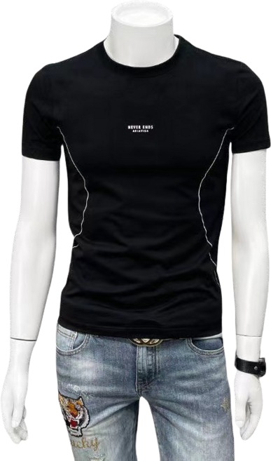 십전십미 남자 여름 티셔츠 순면 캐주얼 프린트 라운드 반팔 티셔츠