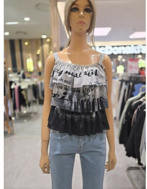 에고이스트 티어드 오픈 숄더 볼륨 러플 블라우스 ER2WB-161 P003607495 689382