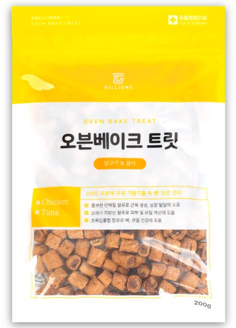 오븐베이크 트릿 강아지 간식, 1개, 200g, 닭고기&참치
