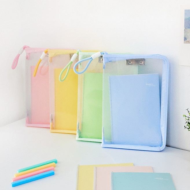 오아트 A4 클립 지퍼 파우치 4종 택1 활동지 파일 신학기 수업 자료 바인더, 1개, 그린