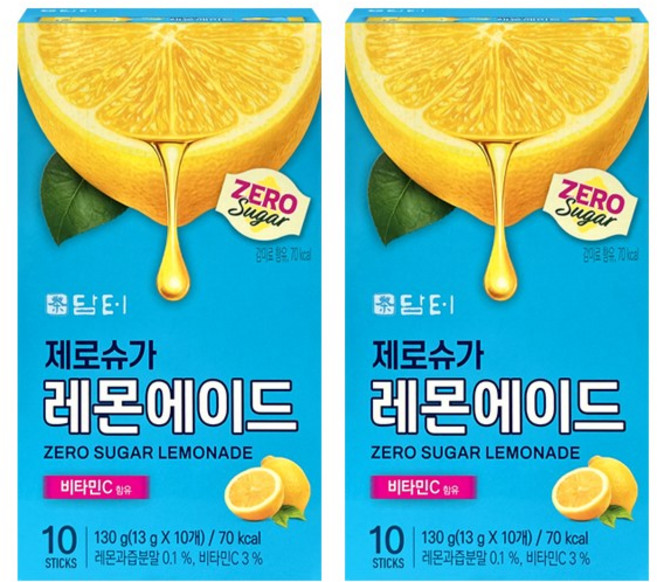 담터 제로슈가 레몬에이드, 2개, 10개입