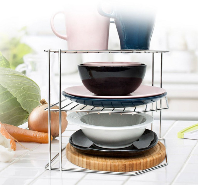 주방 3단 코너 선반 씽크대 삼각정리대