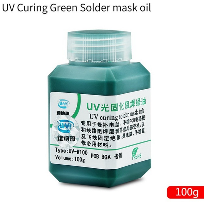 그린 오일 UV 경화 솔더 마스크 페인트 부식 아킹 방지 BGA PCB 재작업 수리 도구 소프트 브러시 USB LED, 01 Green oil 100g