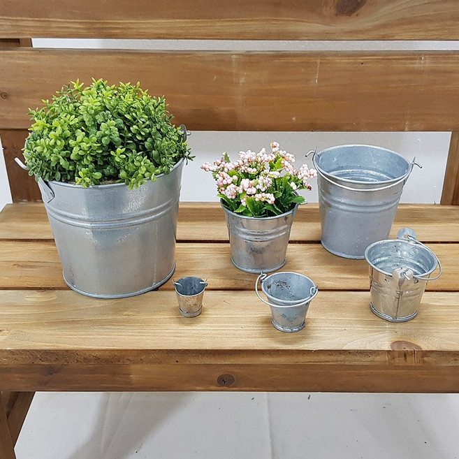 한소픈 미니 기본 양철통 양동이 정원 소품 식물 화분 보관함 인테리어용품 미니어처 DIY만들기