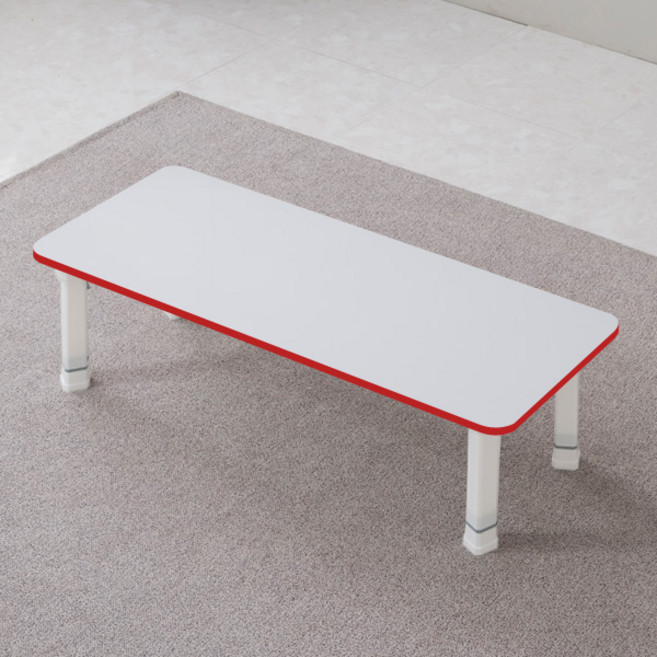 이반가구 접이식 칼라테이블 4단높이조절다리 좌식 다용도 책상 공부상 다과상 티테이블 사이드테이블, 1200x400, 화이트(레드테두리)