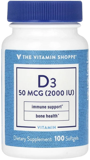 The Vitamin Shoppe 비타민D3 50mcg(2000IU) 소프트젤 100정, TheVitaminShoppe비타민D350mcg2000, 1개 - 쿠팡