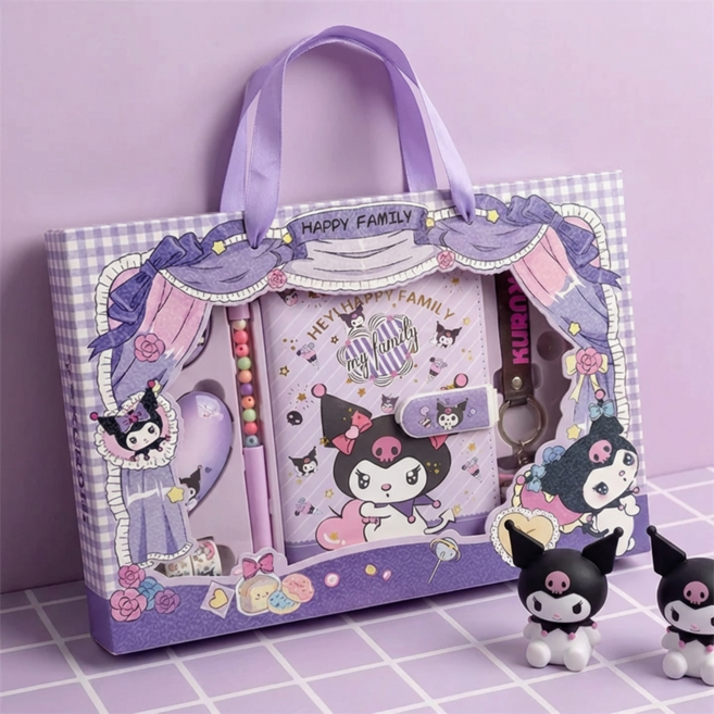 Soolink 생일선물 다이어리 꾸미기 메모지 스티커 다꾸 문구 DIY 마이멜로디 시나모롤 쿠로미, 1개, 퍼플