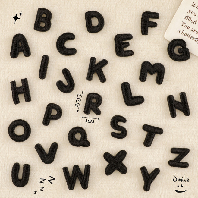 블리키 레터링 열접착식 자수 패치 26개 1세트