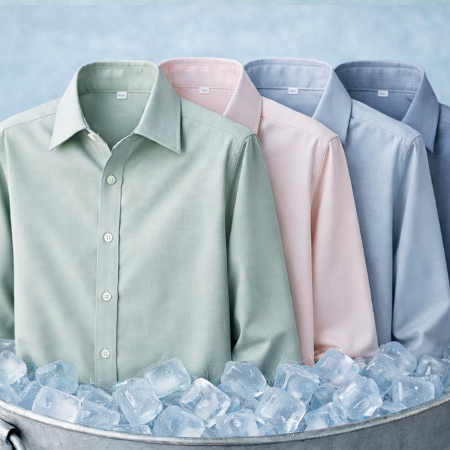 여름 구김없는 냉감 쿨 아이스 원단 와이셔츠 남자 남성 95~120 빅사이즈
