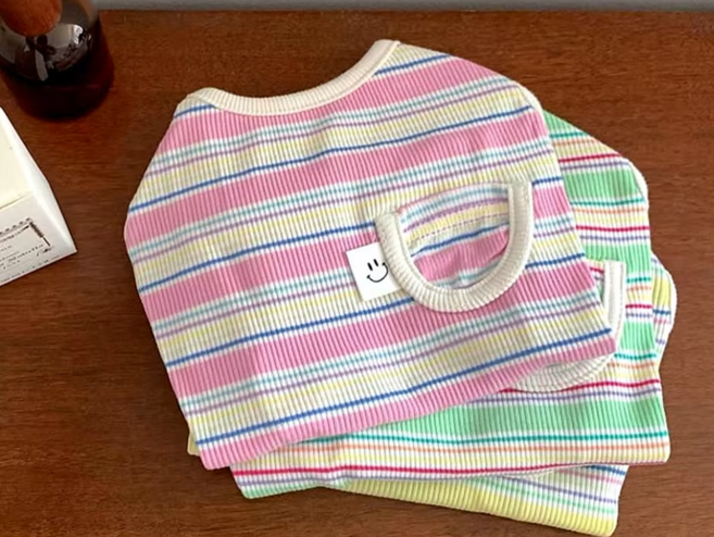 젠앤제리네 스마일 반려동물 진드기방지 해충방지 여름 나시 라운드 넥 탱크 탑 얇은 강아지 옷 여름 강아지 옷, 1개, 옐로우