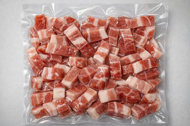 더나눔푸드 한입 벽돌 삼겹살 업소용 큐브 삼겹, 1개, 1kg