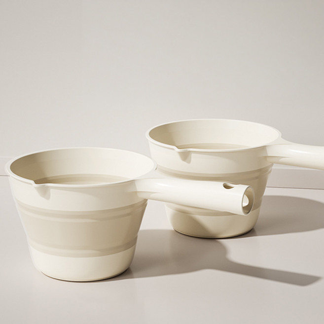 휴대용 접이식 욕실 바가지 캠핑 세차, 1세트, 베이지 2개