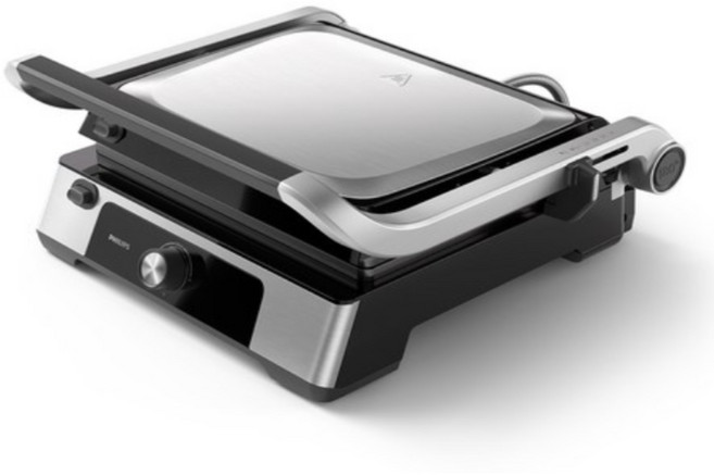 필립스 180도 양면 전기그릴 5000 시리즈 블랙 캠핑용 간편 세척, 2200W HD6301/90