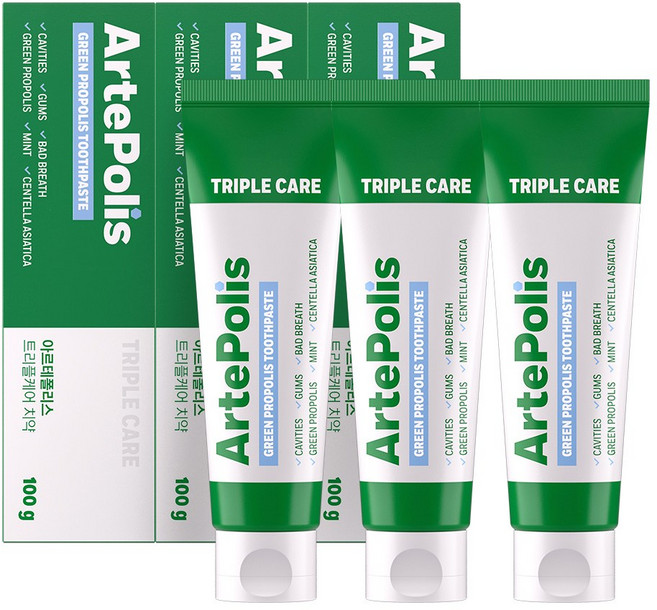 아르테폴리스 트리플케어 그린프로폴리스 치약, 100g, 3개