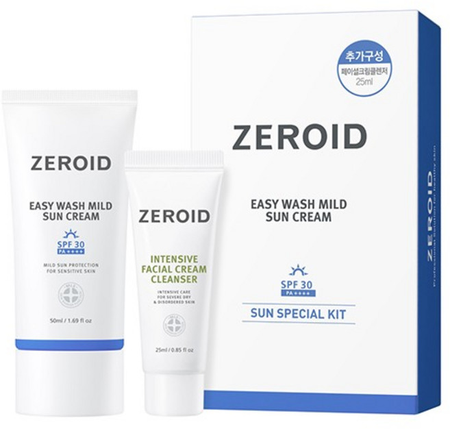 [제로이드] 이지 워시 마일드 선크림 기획세트 SPF30/PA++++ 50ml, 1개