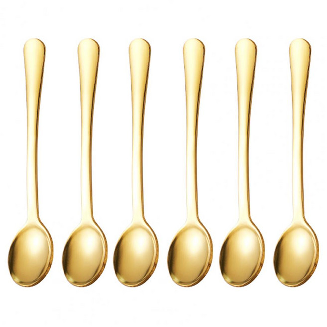 6개 미니 스테인리스 스푼 세트 소금 향신료 병용 휴대용 양념 분말 설탕 커피용, 05 Golden