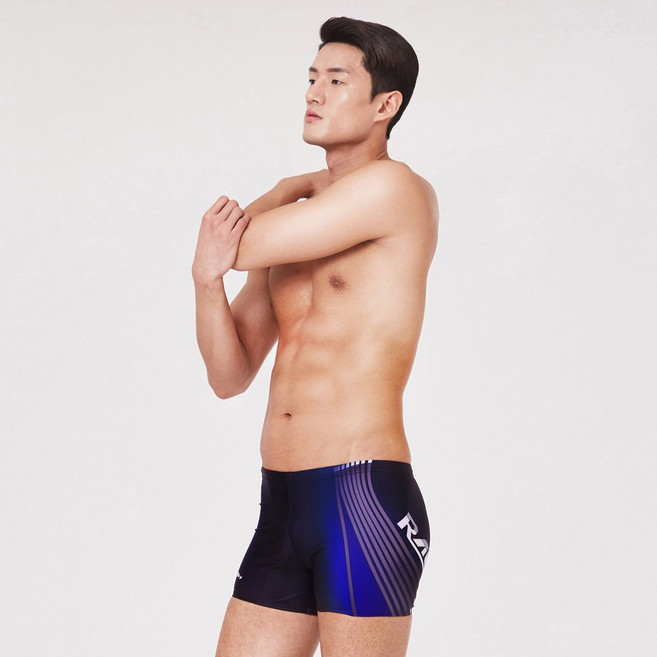 랠리 남자사각 3부 수영복 블루라인 탄탄이 남성용 실내 반신수영복바지 라이크라원단