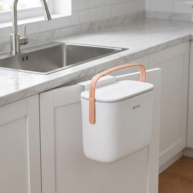 싱크대 쓰레기통 걸이 음식쓰레기통, 1개, 화이트