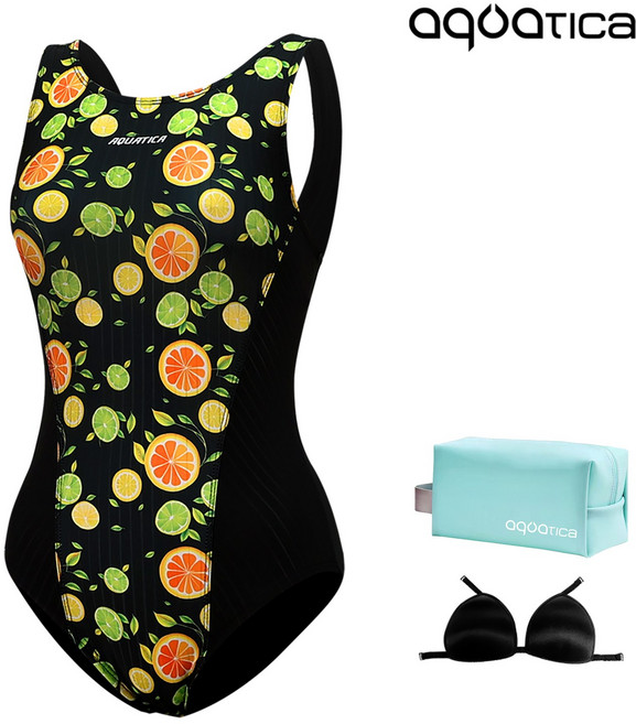 아쿠아티카 여성 미들컷 실내 수영복 AQA1490 파우치3종세트