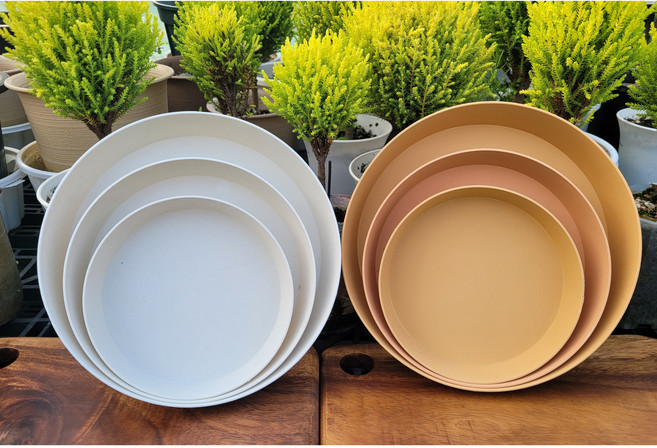 롱타입 슬릿 화분 플라스틱 긴화분 율마화분 원형 긴 화분 모스그린 화이트 화분받침 3size, 황토색 받침 21호(5개)