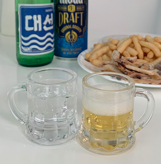 캠핑감성 미니 맥주잔 손잡이 소주잔 술잔, 1개