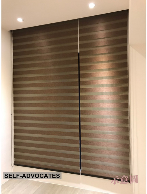 自我主張窗簾坊 仿亞麻細橫紋調光簾搭配黑紗, 詳見包裝