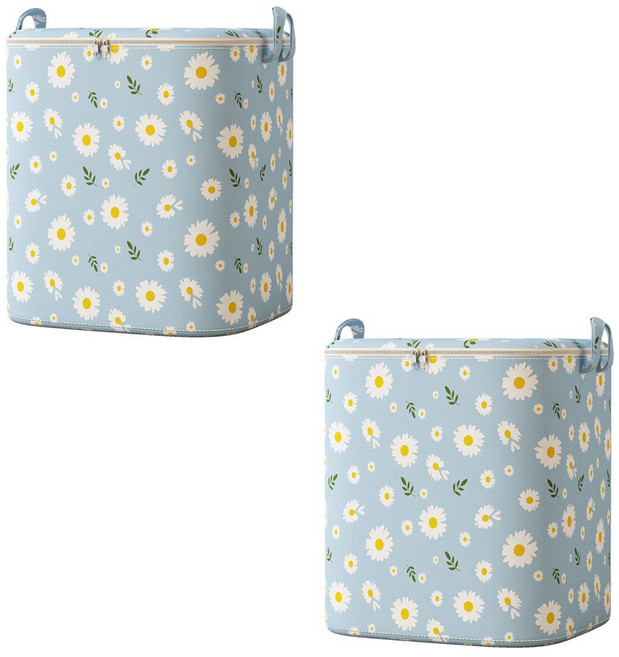 에이엔이엠 초특대형 대용량 꽃무늬 다용도 보관함 리빙박스 이불정리함 2P, 100L, 2개