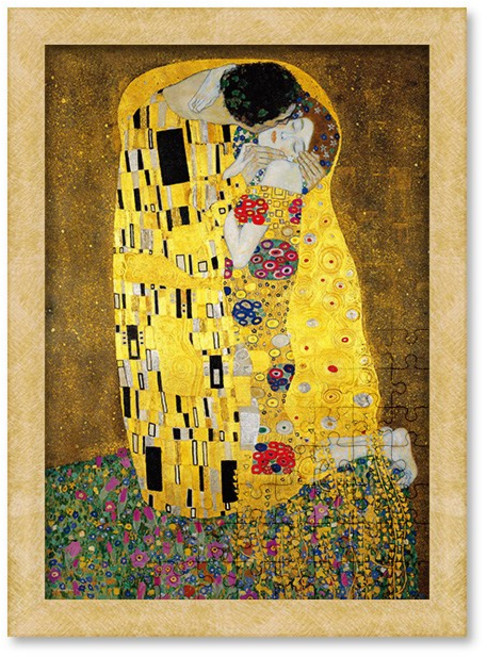 키스 직소 퍼즐+액자 세트 명화 1014피스, 우드 골드, 1개