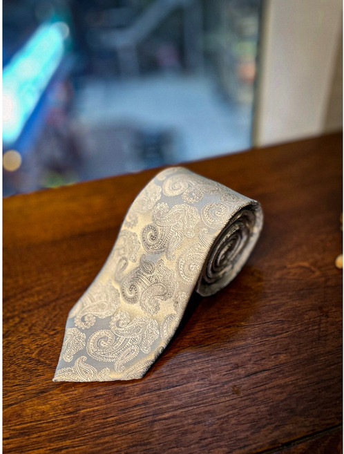 페이즐리컬렉션 04- 실버 웨딩 페이즐리 넥타이 결혼식 선물용케이스 신랑 글룸 혼주 은색 은빛 화사한 회색 넥타이선물 NECKTIE