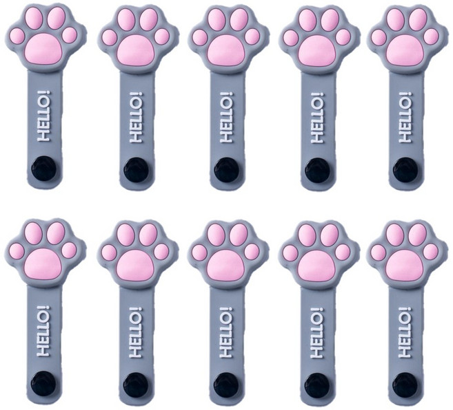 귀여운 캐릭터 실리콘 케이블 타이 선 정리 밴드, 회색 발바닥, 10개