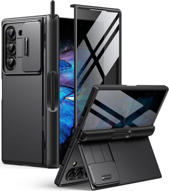 통에이트 자동 힌지 보호 S펜 수납 카메라 보호 거치대 휴대폰 케이스