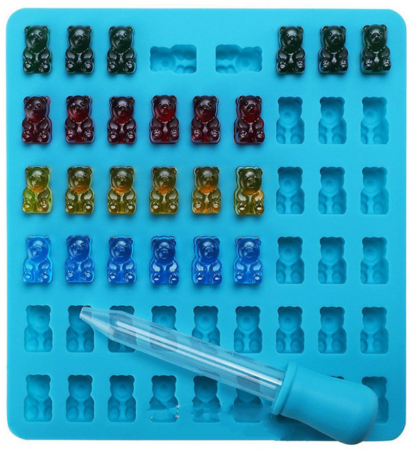 [이브닝메종] 하리보 곰돌이 젤리 레진 베이킹 데코 실리콘 다용도 몰드 53구, 53구 ba2, 1개, 블루