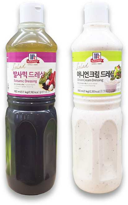 무료배송!! 코스트코 맥코믹 어니언 크림 드레싱 소스 1000g + 발사믹 소스 1100g (아이스박스포장발송), 아이스박스+아이스팩, 2개, 1.1kg