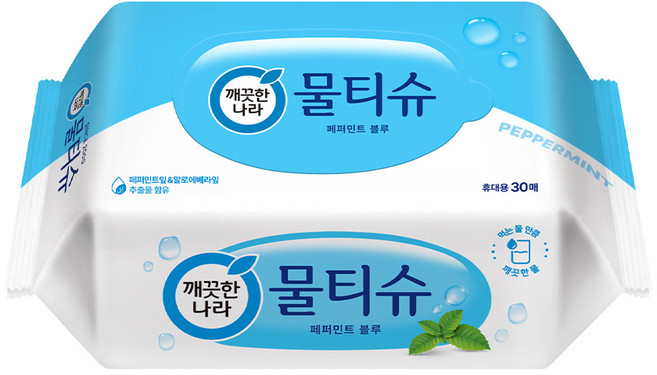 깨끗한나라 페퍼민트 물티슈, 30매입, 10개