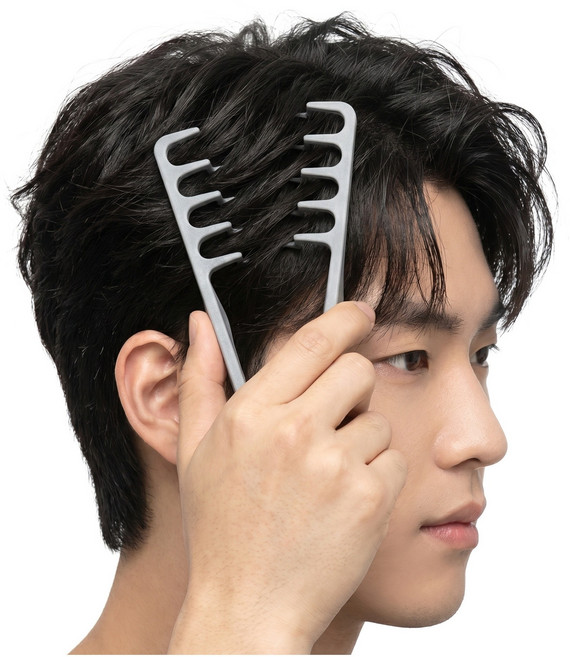 FAINAL SENSE 남성용 뿌리 리프팅 볼륨 스타일링 빗(10초 완성 고정력) 뿌리 리프팅 볼륨 스타일링 V형 디자인 고정력 지속 머리결 살리기 아이템, 1개, 그레이
