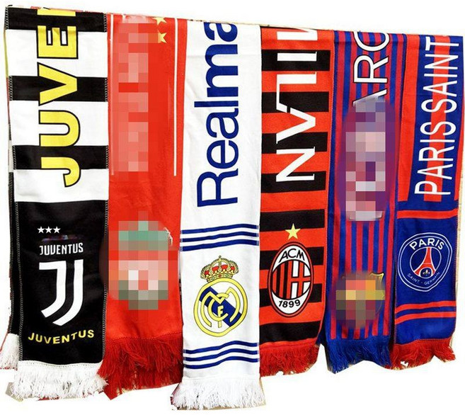 굿즈 맨시티머플러 스카프 레알마드리드블루앤화이트 축구팀 팬심 단체 블루 응원, 1개, 바르셀로나 레드 블루 스타일