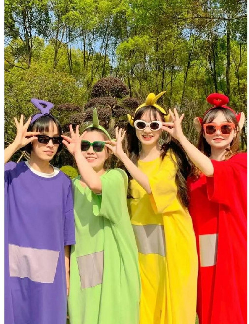 텔레토비옷 빅사이즈여름잠옷 여름 트윈룩 단체복 의상 친구들 홈파티