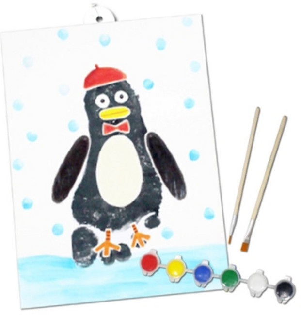 이지피아 뚝딱공작소 손도장 발도장 1인용 액자 만들기 세트 조형 미술교구, 펭귄